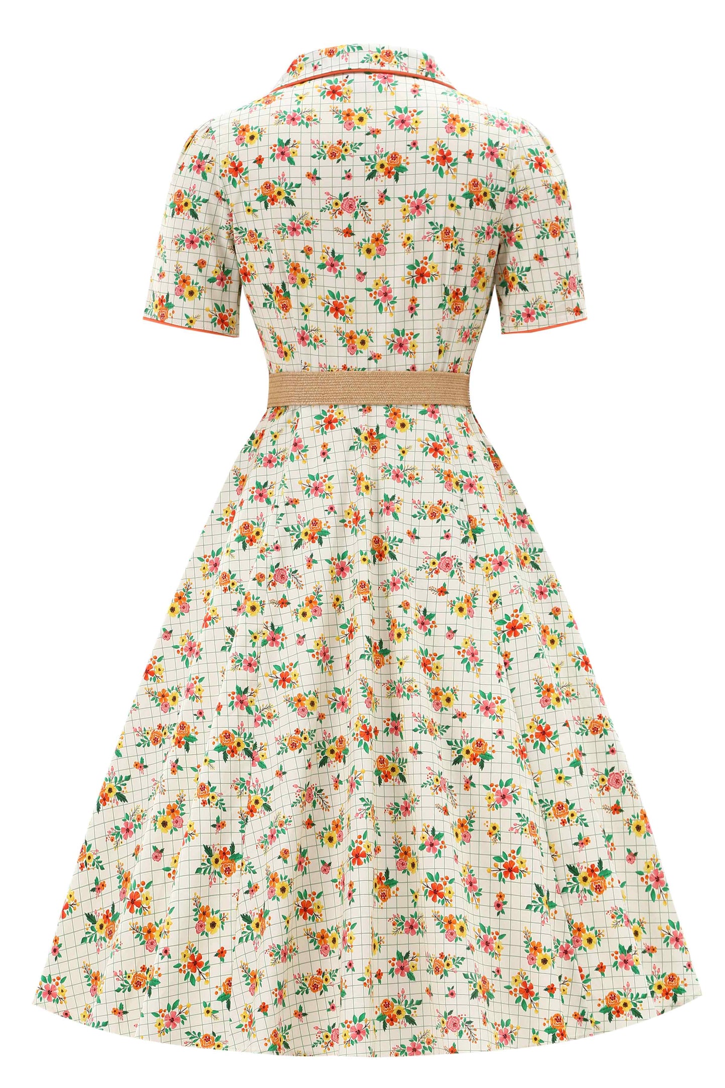 Mabel Retro Floral Midi Shirt Dress