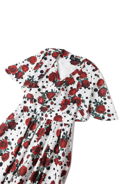 Lisette Retro Polka Dot & Rose Bolero Jacket