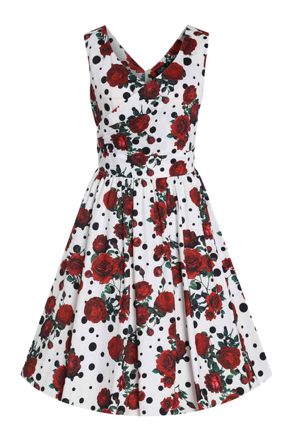 May Retro Rose & Polk Dot Circle Dress