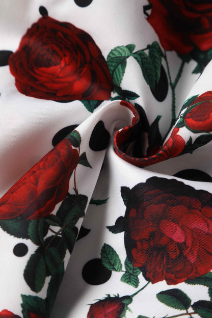 May Retro Rose & Polk Dot Circle Dress