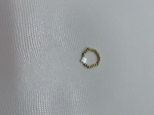RING 14KT GOLD BALL ROLL ON WHITE CLOVER SHELL 3MM