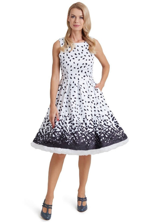 Annie Swing Dress in White with Painted Dots