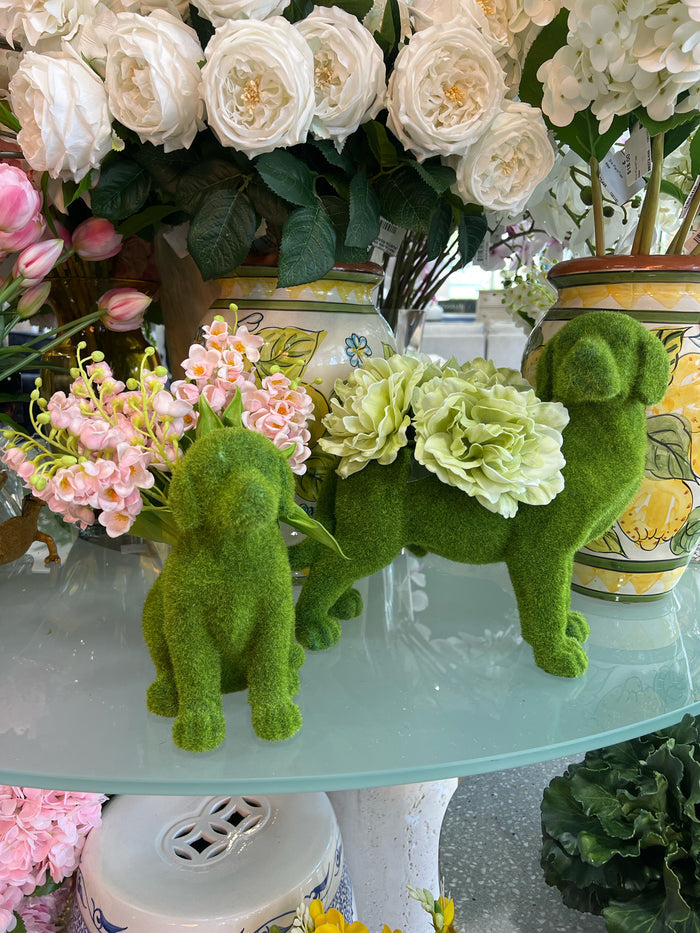 SET OF 2 MOSSY DOGS CONTAINERS WITH DRAINAGE HOLE