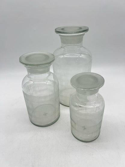 SET OF 3 LIDDED JARS GLASS