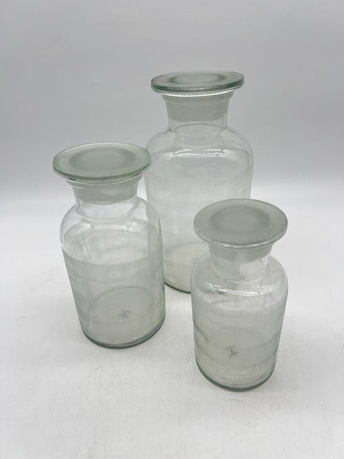 SET OF 3 LIDDED JARS GLASS