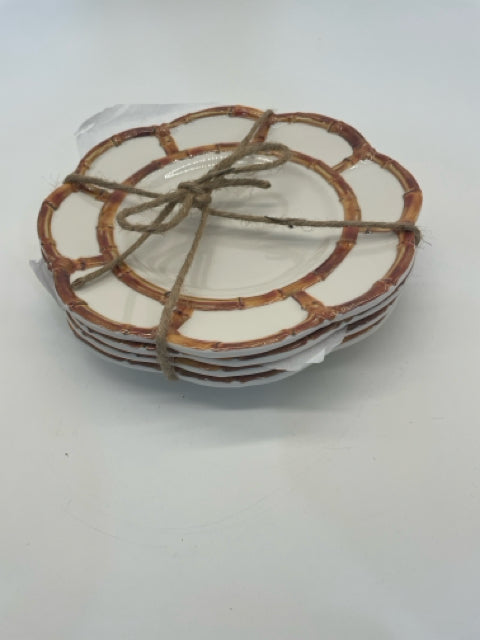 SET OF 4 DESSERT/SALAD PLATES BAMBOO STYLE