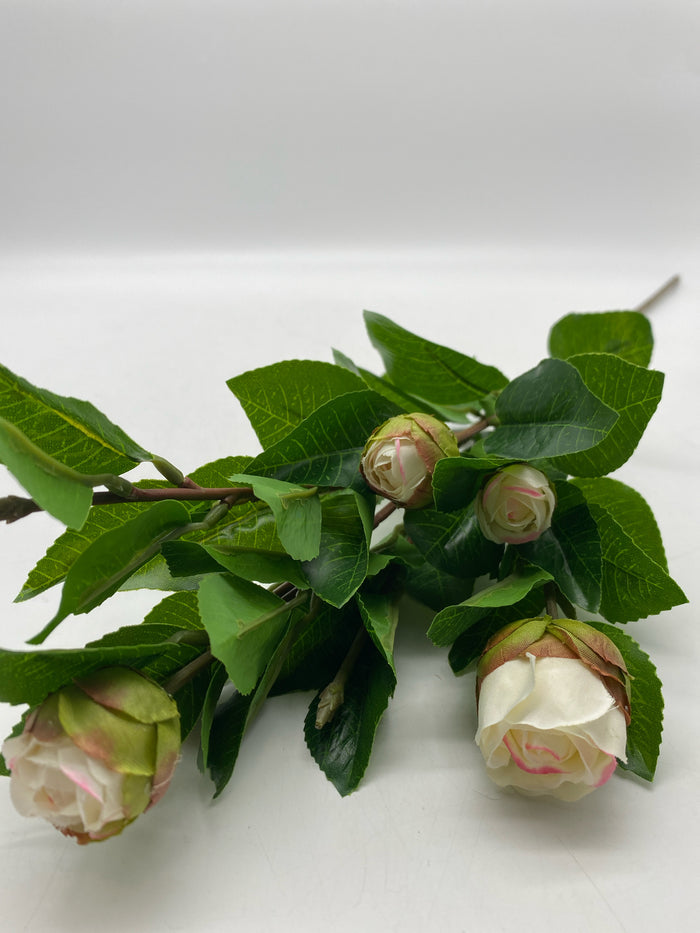 SILK WHITE 5 BUD PEONY STEM