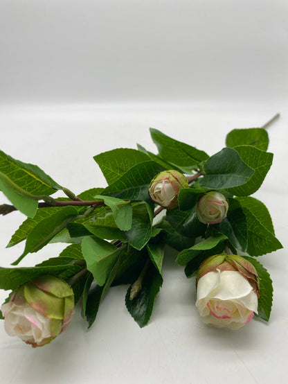 SILK WHITE 5 BUD PEONY STEM