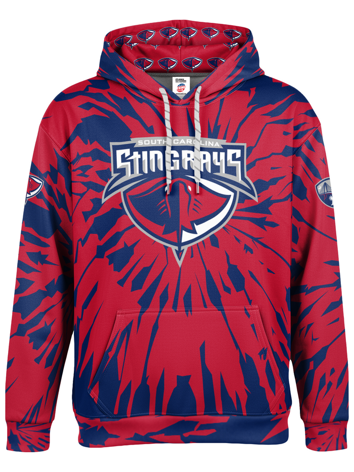 South Carolina Stingrays Red Tie-Dye Hockey Hoodie