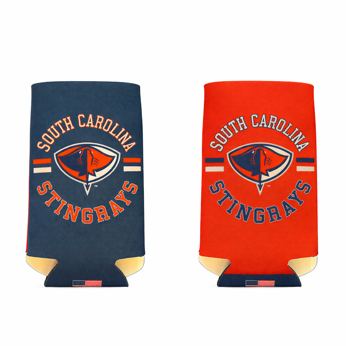 Stingrays Red and Navy Slim Can Koozie