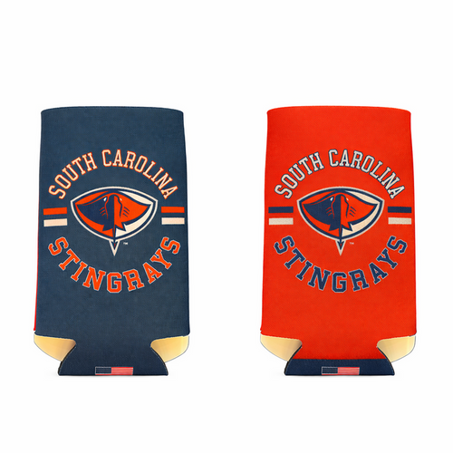 Stingrays Red and Navy Slim Can Koozie