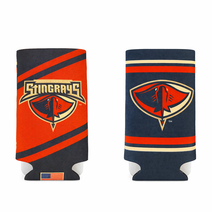 Stingrays Slim Can Striped Koozie