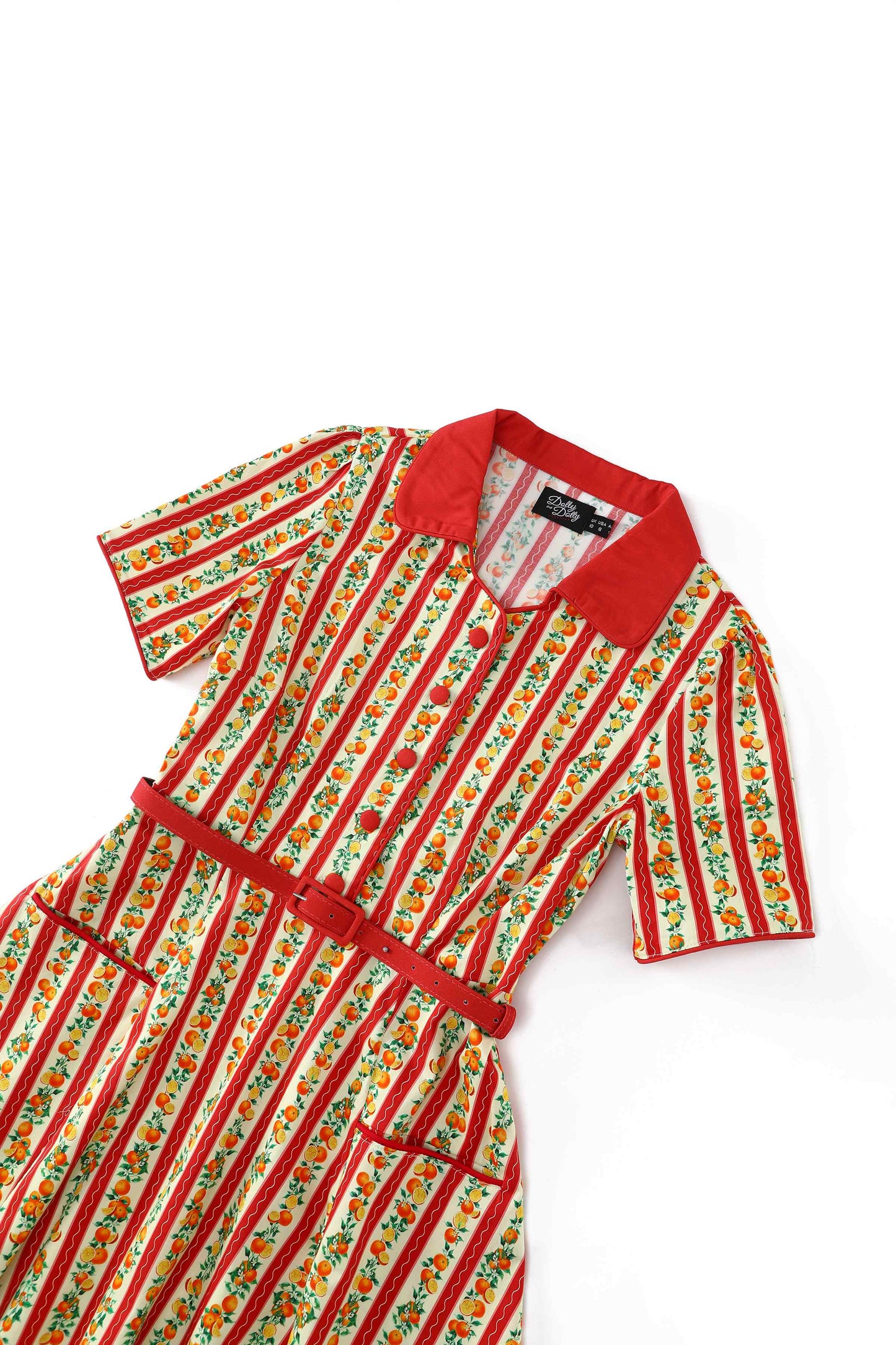 Mabel Summer Orange Midi Shirt Dress