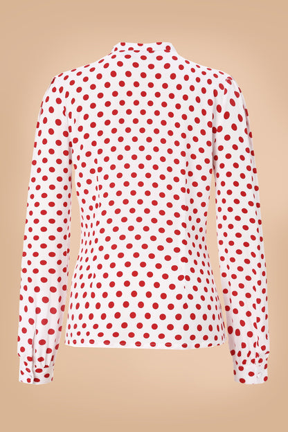 Margaret Red Polka Dot Long Sleeved Blouse