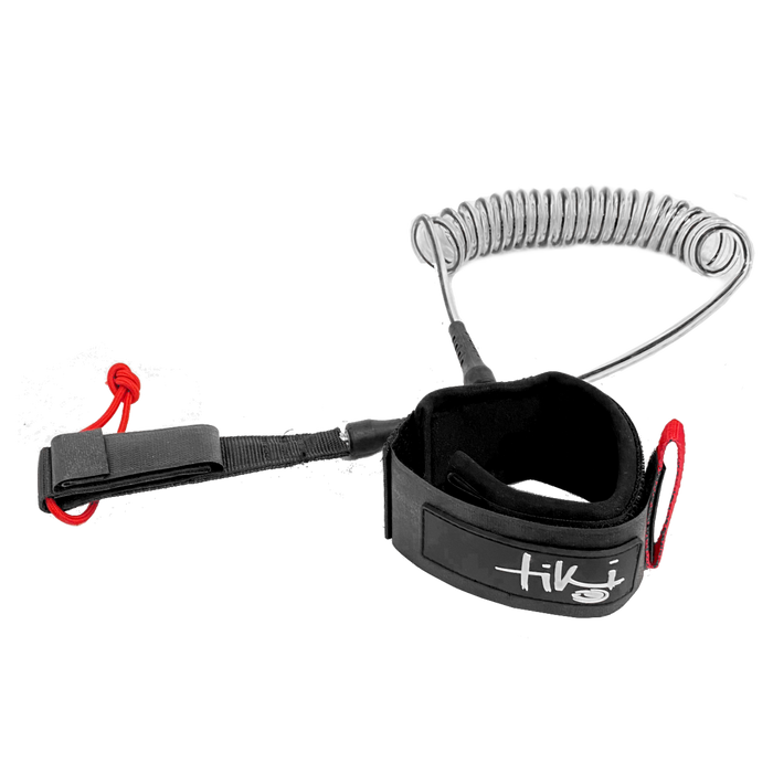 Tiki Sup Coil 2 Swivel 7Mm Surfboard Leash - 12" Clear/Black