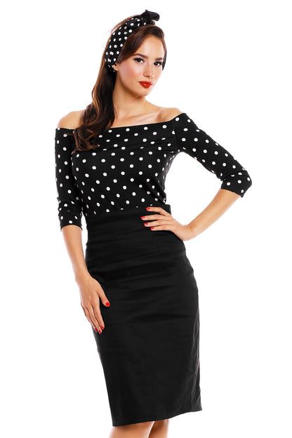 Gloria Polka Dot Top in Black-White