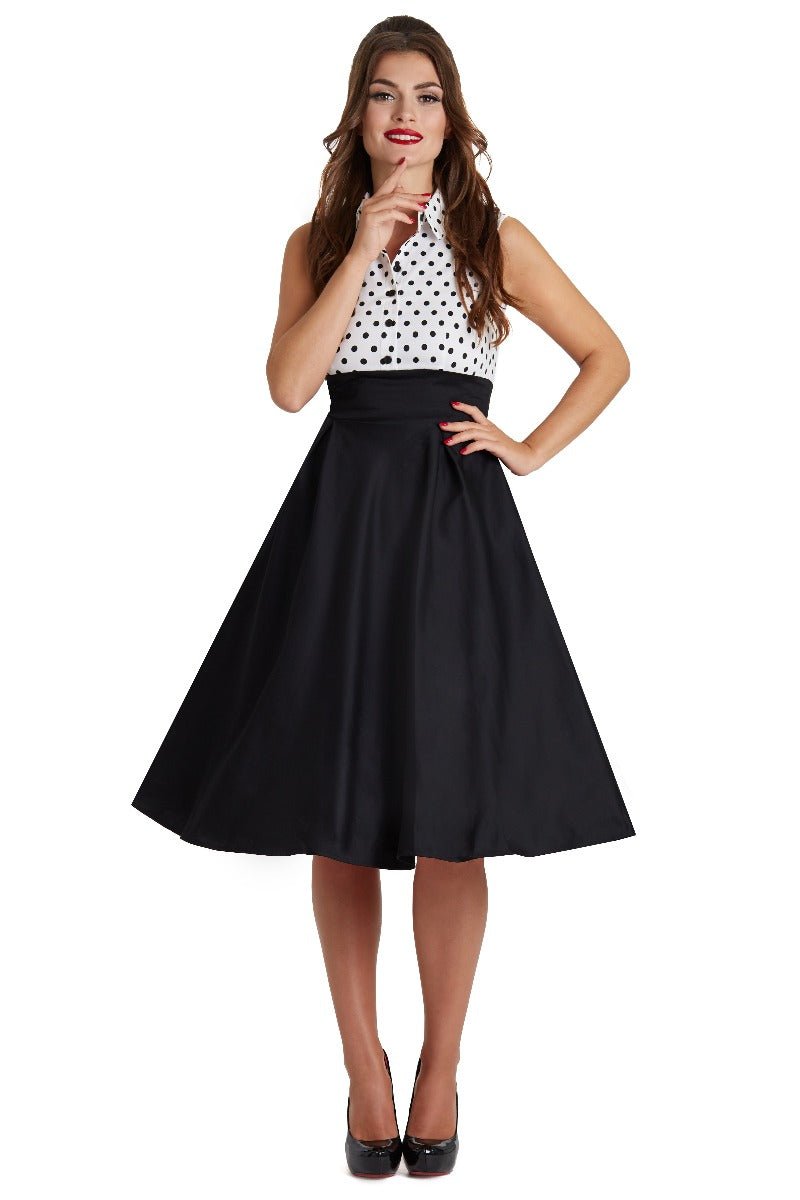 Lisa Polka Dot Shirt Dress in White and Black