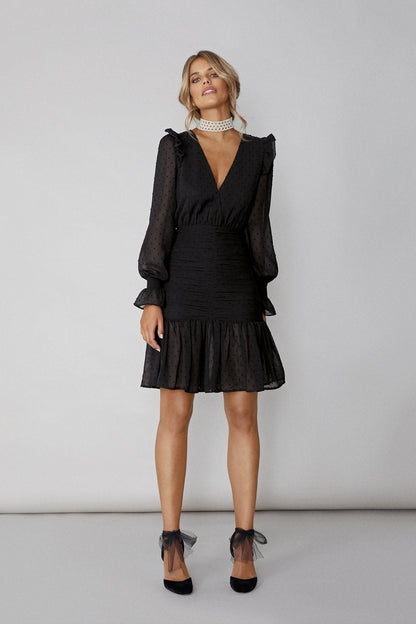 Vestido Mini Casilda Plumeti Negro · Lady B ·