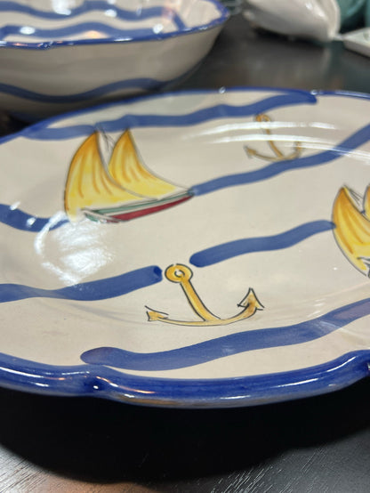 VIETRI SERVING TRAY AND BOWL SAIL BOAT DESIGN