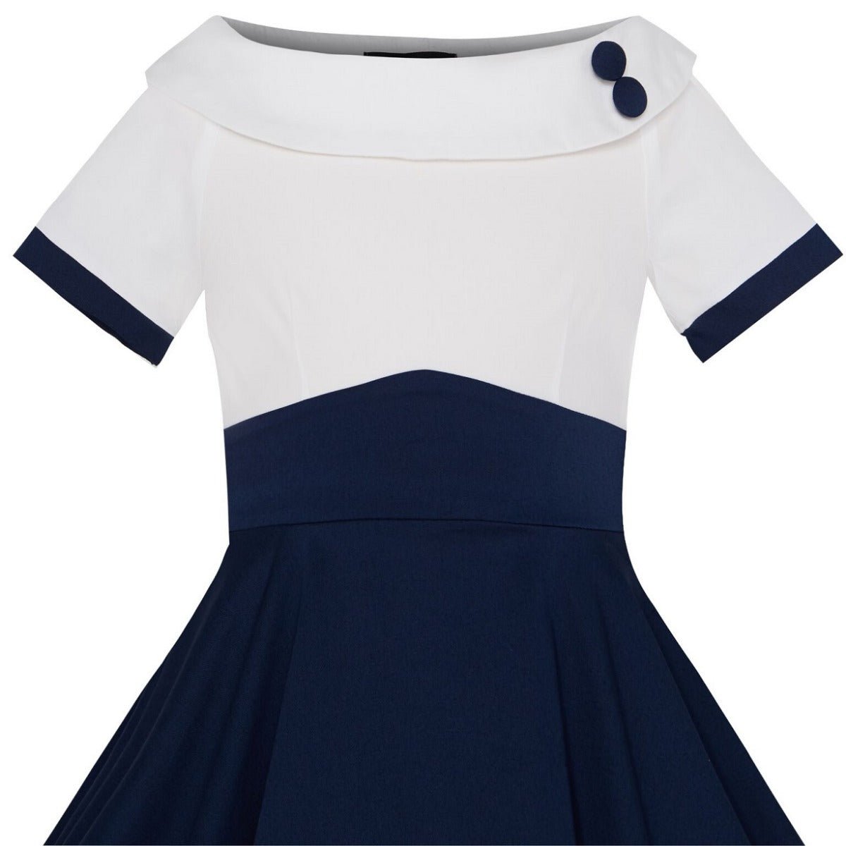 Children Darlene Nautical Swing Dress White-Navy