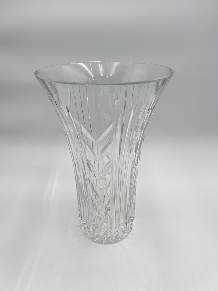 WATERFORD CRYSTAL VASE FLARED RIM LEAF MOTIFS