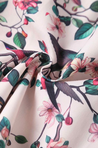 Lisette White Bird Print Bolero Jacket
