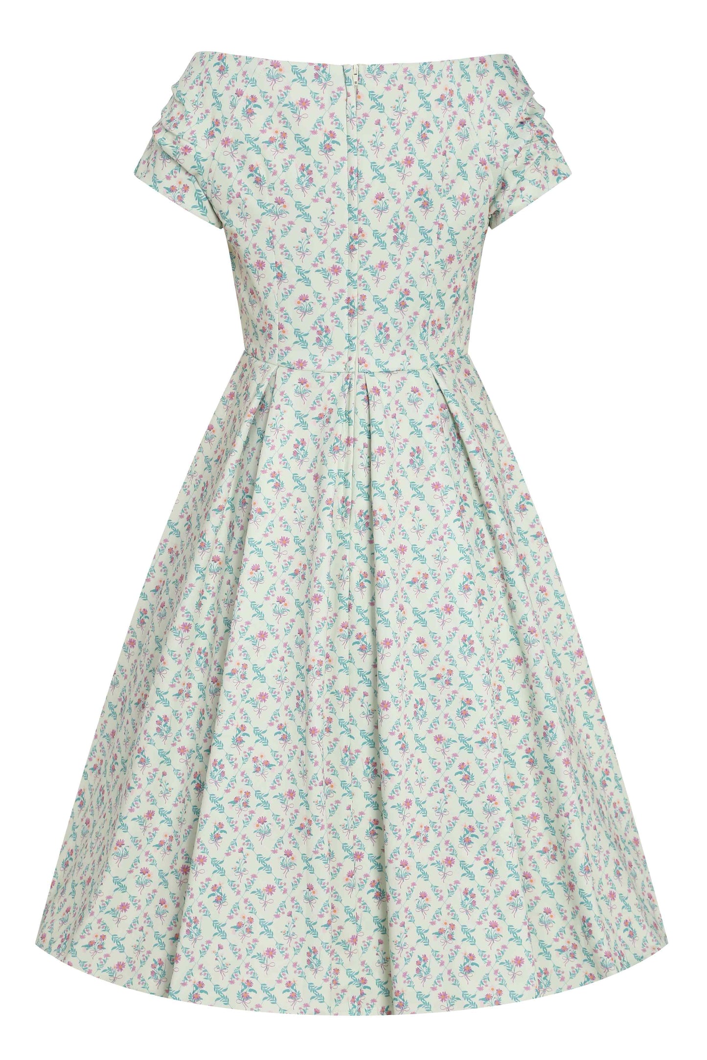 Lily White Floral Tile Off Shoulder Dress