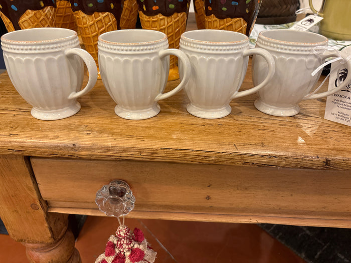 WHITE STONEWARE MUG S/4