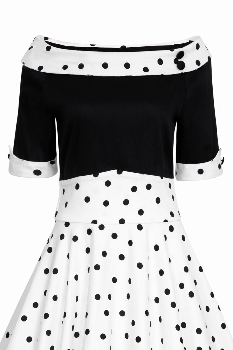 Deborah Black White Polka Dot Swing Dress